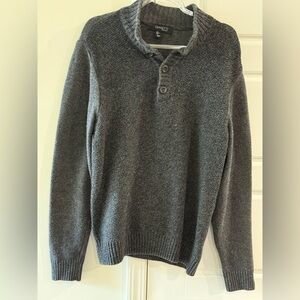 Gianetti Gray Henley Wool-Blend Sweater Classic Traditional Large 90s Cabincore